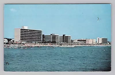 Postcard Virginia Beach VA Hotels People Sunbathing Swimming Ocean Scenic View • $14.95