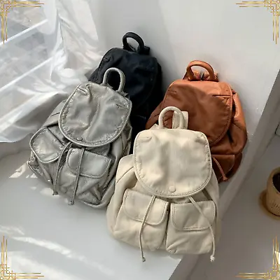 WOMEN BAG Pleated Leather Vintage Luxury Fashion Large Capacity Travel Backpack • $115.99