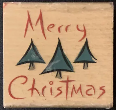 Rubber Stamp Merry Christmas Trees Canadian Maple Collections • $0.99