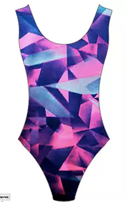 # Pink Purple Abstract Leotard 80s Ladies Costume Stretch High Cut • $14.99