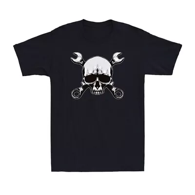 Spanner Skull Mechanic Car Biker Motorbike Vintage Men's Cotton T-Shirt • $29.69