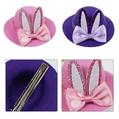  2 Pcs Ribbon Hair Clip Barrettes For Women Hat Card Rabbit Ears • £5.28