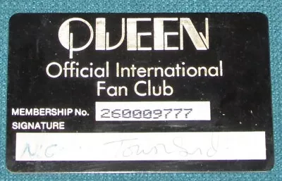 QUEEN 1980 ORIGINAL Official International Fan Club Membership Card PLASTIC • £9.99