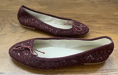 Anniel Pretty Ballerinas Ballet  Soles Flats 40 UK 7 Made In Italy Glitter Shoes • £39