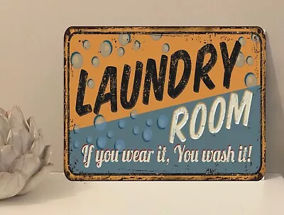 1x Laundry Room Rustic Retro Metal Plaque Sign Gift House Novelty (mt44) • £4.50