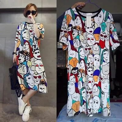 Cartoon Print T-shirt Mini Dress Pop Art Harajuku Kawaii UK Seller BNWT • £14.99