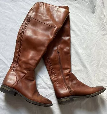 Vince Camuto Pedra Over The Knee Leather Boots Gingerbread Brown Size 7.5 • $22.99