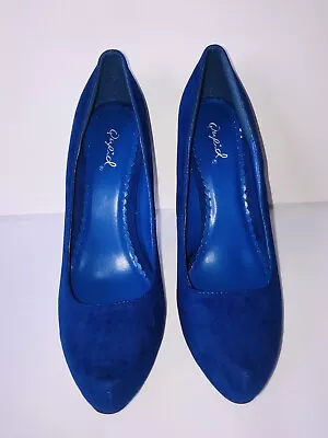 LADIES Size UK3.5 EU36 Cobalt Blue Velvet Gorgeous Classy Dressy Runway Stiletto • £5.55