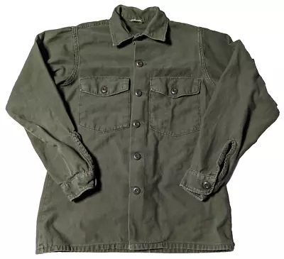 VTG 1971 Vietnam US Army OG-107 Sateen Shirt Men 14 1/2 X33  NSN 8405-781-8946 • $39.99