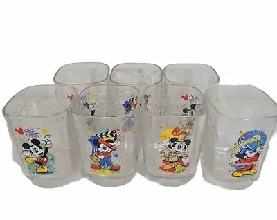 McDonald's Mickey Mouse Glass Cups Disney World Mugs Glasses Set Of 7 2000 Vtg • $34.95