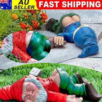 Funny Rude Naughty Drunk Gnome Elf Statue Patio Ornament Garden Lawn Decoration • $13.99