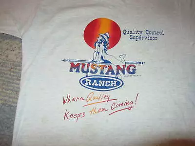 Vintage T-shirt Mustang Ranch Quality Control Gray Size M Fruit Of The Loom 1984 • $29.95
