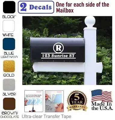 SET OF 2 CUSTOM PERSONALIZED VINYL MAILBOX NUMBERS INITIAL DECAL (Model 17) • $14.99