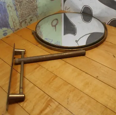 Vintage Wall-Mounted Round Magnifying Brass Bathroom Swing-Arm Mirror 10 1/2  • $29.95