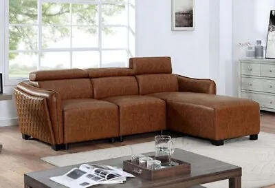 Modern Living Room Furniture - L Shape Faux Leather Sofa Couch Sectional Set RE1 • $1456.76