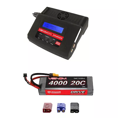 Venom 20C 2S 4000mAh 7.4V LiPo Battery With Pro 2 Charger Combo • $113.98