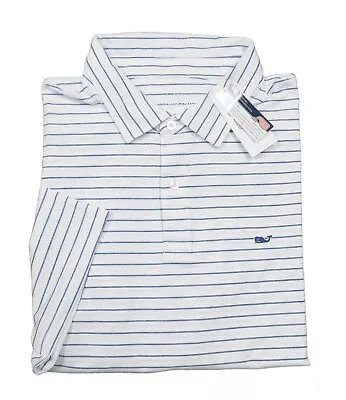 Vineyard Vines Performance Yacht White Southwinds Sankaty Stripe Polo Shirt • $48.99