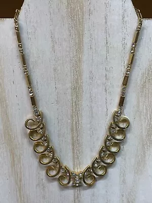 Vintage 50's Sarah Coventry Desert Moon Gold Tone Crystal Necklace Original Box • $59