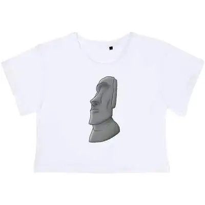 'Easter Island Head' Women's Cotton Crop Tops (CO030452) • $15.15