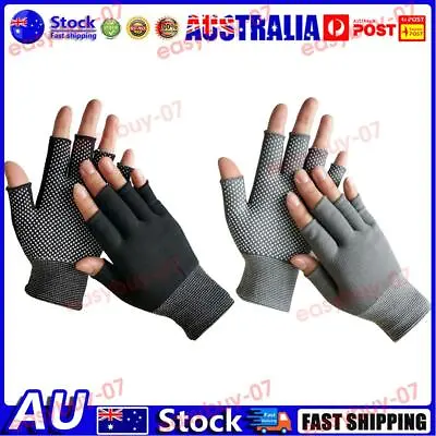 $6.66 • Buy AU Fingerless Gloves Outdoor Bicycle Anti-skid Half Finger Fishing Mittens
