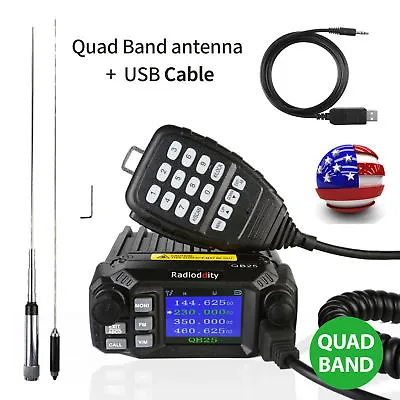 Radioddity QB25 Pro Quad Band 25W Car Mobile Radio Transceiver + Long Antenna • $107.99