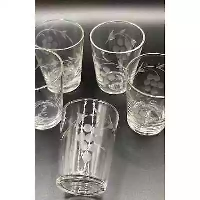 Set Of 5 Vintage Etched Grape Shot Glasses • $24.95