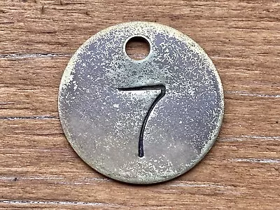 Number 7 Tag Brass Metal Vintage Numbered Keychain Cattle Tag Old Mining Fob Cow • $13.49