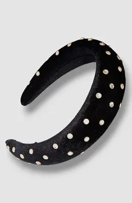 $36 L. Erickson Women's Black Velvet Rhinestone Padded Headband • $11.58
