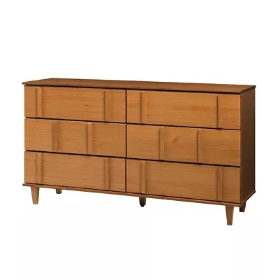 Mid Century Modern 6 Drawer Double Dresser Chest Of Drawers Solid Wood L Walnut • $599.99