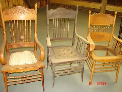 1 Antique Oak Pressed Back Armchair - 26 To Choose From - SEE PHOTOS • $125