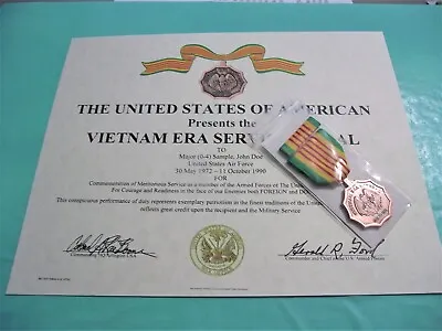 VIETNAM ERA MEDAL & Ribbon With Certificate Army Navy Air Force USMC Coast Guard • $37.95