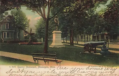 Kearny Monument Muskegon Michigan MI C1905 Postcard • $5.95