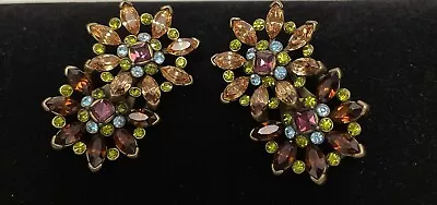 $29.95 • Buy Heidi Daus Colorful Crystal Clip On Earrings
