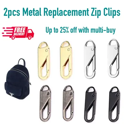 2pcs Metal Zipper Slider Zipper Instant Zipper Repair Tool Kit Replacement • £2.69