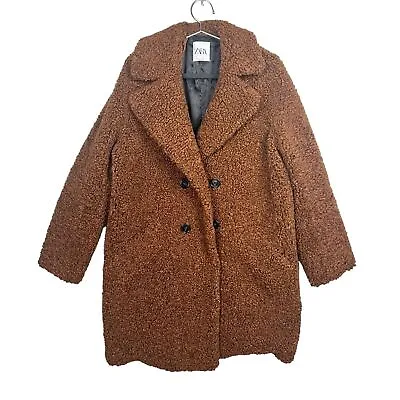 Zara Double Breasted Short Teddy Coat Size M • $50