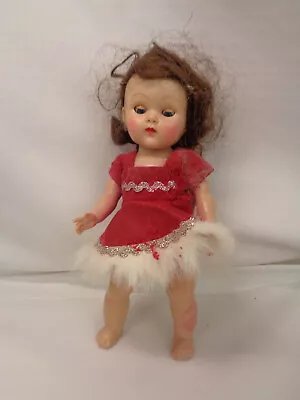 Vintage Plastic Vogue Doll Ginny - 7.5  -Fur Trimmed Dress • $9.99