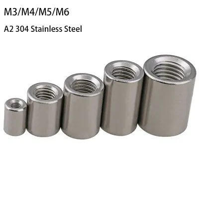 £1.96 • Buy M3-M6 Threaded Sleeve Rod Bar Stud Round Connector Nut Long Nuts Stainless Steel