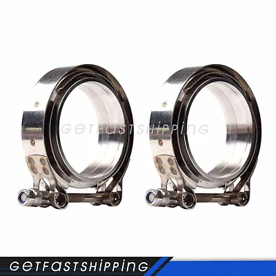 $24.36 • Buy 2 X 2.5  V-Band Flange & Clamp Kit For Turbo Exhaust Pipes Stainless Steel