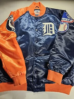 Vintage 90s Detroit Tigers Starter Satin Jacket Size 3XL 1984 World Series MLB • $220