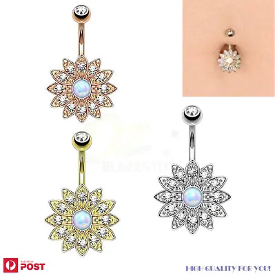 Belly Rings Bars Navel Button Surgical Steel Zirconia Body Piercing Jewellery • $7.99