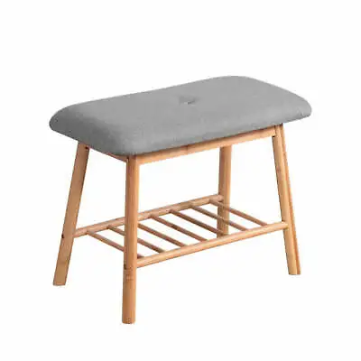 $52.05 • Buy Artiss Shoe Rack Bench Storage Shelf Organisers Bamboo Grey Seat Chair