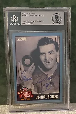 Maurice Richard 1992-92 Signed Score Card Bas Beckett Authenticated Montreal Hof • $249.99