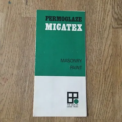 Vintage Permoglaze Micatex Masonry Paint Colour Chart 1970 • £6