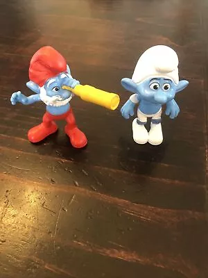 Smurf Figures Papa Smurf Panicky Smurf McDonalds 2011 • $2