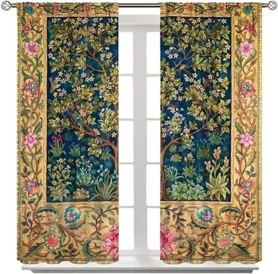 Vintage Floral CurtainWilliam Morris Original Design W42xL45in Decor Floral-13 • $37.79