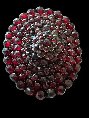 Victorian Garnet Mourning Brooch Pin Pendant Layered Cluster Antique  • $495