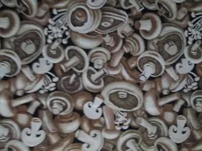 Mushrooms Mushroom Caps Snacks Cooking Food Cotton Fabric FQ • $4.10