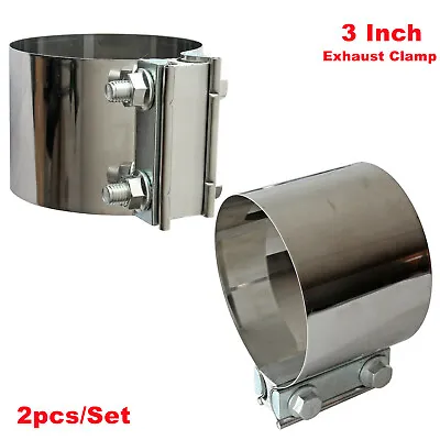 3 Inch Butt Joint Exhaust Pipe Stainless Steel Exhaust System 2PCS Exhaust Clamp • $32