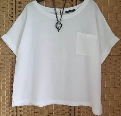 WOMENS M & S COLLECTION MARKS & SPENCER WHITE LINEN TOP Approx  22 24  Pendant • £12.75
