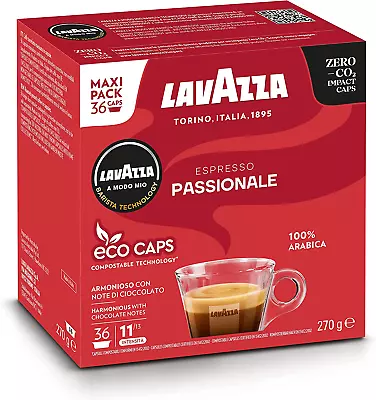 £11.89 • Buy Lavazza A Modo Mio Passionale Coffee Pods Espresso, 100% Arabica, 36 Capsules